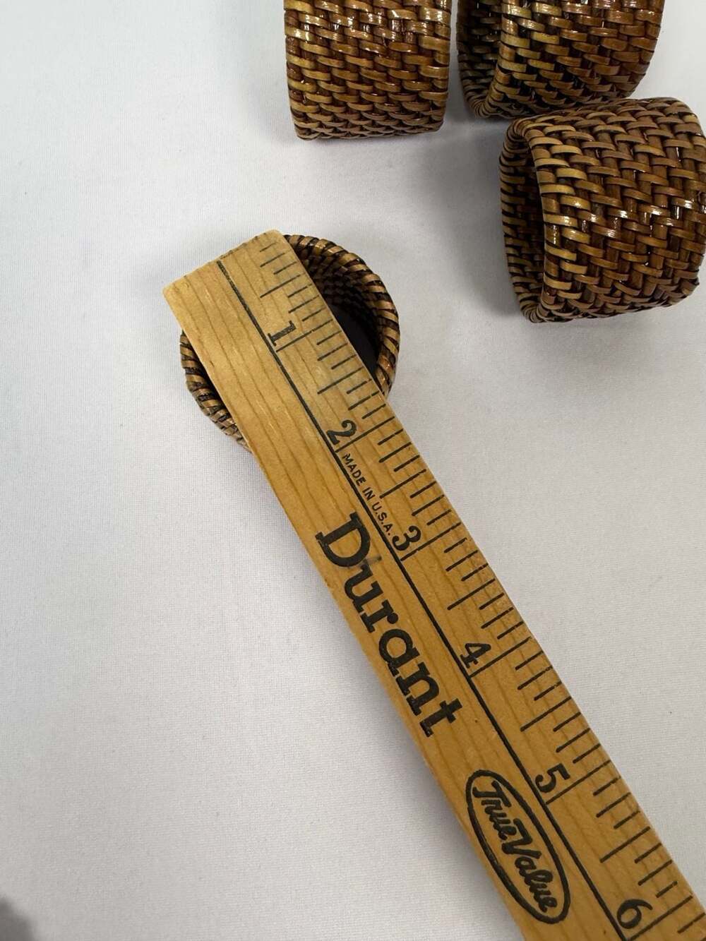 Saro Lifestyle Napkin Rings With Rattan Woven Design Set of 4 Brown - Picture 3 of 3